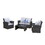 4-Pieces PE Rattan Wicker Outdoor Patio Furniture Set with Grey Cushions B082S00006