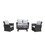 4-Pieces PE Rattan Wicker Outdoor Patio Furniture Set with Grey Cushions B082S00006
