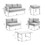 6-Pieces Outdoor Dining Set, White Aluminum Frame with Light Grey Cushions B082S00030