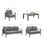 5 Pieces Outdoor All-Weather Conversation Set, Sectional Sofa, Aluminum Couch - Dark Gray Cushions B082S00036