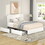 Liv Queen Size Ivory Boucle Upholstered Platform Bed with 4 Storage Drawers, Curved Stitched Tufted Headboard, Wooden Slat Mattress Support No Box Spring Needed. B083119690