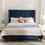 B083P152029 Blue+Fabric+Metal+Box Spring Not Required+King+Brown