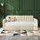 Flora Upholstered Daybed with 2 Drawers, Twin, Ivory Velvet, Ribbed Tufted Backrest, Daybed in Lavish Modern Design B083P156245
