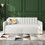 Flora Upholstered Daybed with 2 Drawers, Twin, Ivory Boucle, Ribbed Tufted Backrest, Daybed in Lavish Modern Design B083P156246