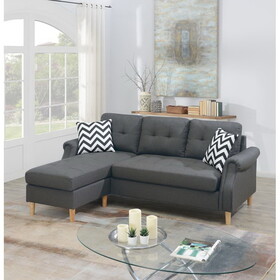SECTIONAL SOFA in Black Faux Leather B089127404