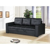 CONVERTIBLE SOFA in Black Faux Leather B089127407