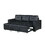 CONVERTIBLE SOFA in Black Faux Leather B089127407