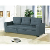 CONVERTIBLE SOFA in Black Faux Leather B089127409