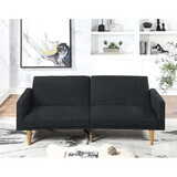 ADJUSTABLE SOFA in Black Faux Leather B089127413