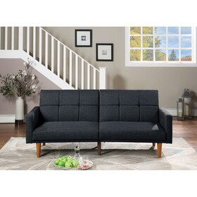 ADJUSTABLE SOFA in Black Faux Leather B089127416