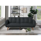 ADJUSTABLE SOFA in Black Faux Leather B089127419