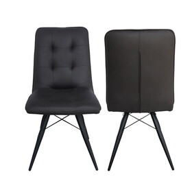 Upholstery Modern Chic Side Chair Fabric & Metal Legs in Dark Grey Set of 2 B091P183415