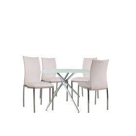 5 Pieces 36" inch Contemporary Elegance Squared Dining Set in White B091S00003