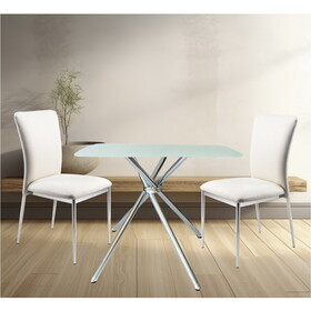 3 Pieces 36" inch Contemporary Elegance Squared Dining Set in Soft White B091S00004