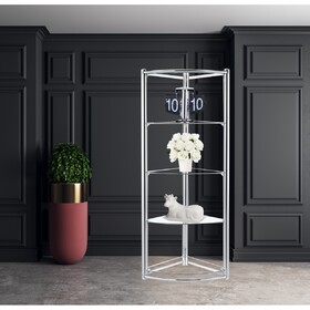 Triangle Display Shelf Tempered Glass/Chrome Frame B091S00009