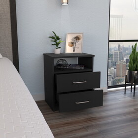 Nightstand Olivenza, Two Drawers, Black Wengue Finish B092122819