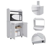 Kitchen Cart Totti, Double Door Cabinet, One Open Shelf, Two Interior Shelves, White Finish