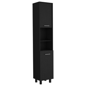 Pantry Cabinet Almada, Three Interior Shelves, Black Wengue Finish B092122844