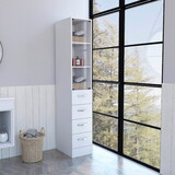 Linen Cabinet Artic, Three Shelves, Single Door, White Finish B092122855