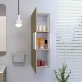Medicine Cabinet Artic, Three Shelves, Single Door, White / Light Oak Finish B092122856