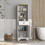 Linen Cabinet Burnedt, Multiple Shelves, Light Oak / White Finish B092122879