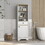 Linen Cabinet Burnedt, Multiple Shelves, Light Oak / White Finish B092122879