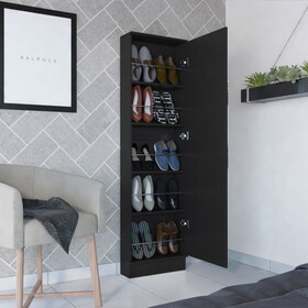 Shoe Rack Chimg, Mirror, Five Interior Shelves, Single Door Cabinet, Black Wengue Finish