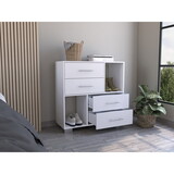 Dresser Hetzs, Four Drawers, Two Open Shelves, White Finish B092122948