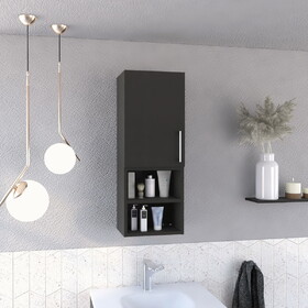 Medicine Cabinet Jozz, Two External Shelves, Metal Handle, Single Door, Black Wengue Finish B092122961