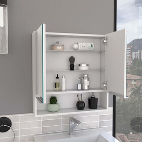 Medicine Cabinet with Mirror Lexington,Three Internal Shelves, White Finish B092122969