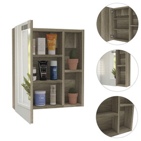 Medicine Cabinet Mirror Clifton, Five Internal Shelves, Pine Finish B092122977