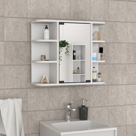 Medicine Cabinet Milano, Six External Shelves Mirror, White Finish B092123011