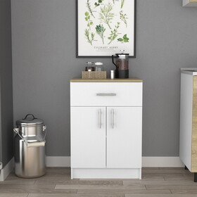 Pantry Cabinet Netal, One Drawer, White / Light Oak Finish B092123025