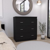 Three Drawer Dresser Litress, Metal Handles, Black Wengue Finish B092123041