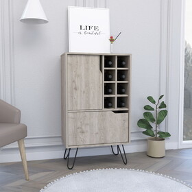 L Bar Cabinet Silhill, Eight Wine Cubbies, Two Cabinets with Single Door, Light Gray Finish B092123070