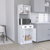 Microwave Storage Stand with 3-Doors and Drawer Arlington, White Finish