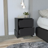 Nightstand Brookland, Bedside Table with Double Drawers and Sturdy Base, Black Wengue Finish B092123149