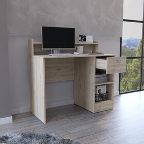 Computer Desk Delmar with Open Storage Shelves and Single Drawer, Light Gray Finish B092123151