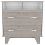 Double Drawer Dresser Arabi, Bedroom, Light Gray / White B092S00008