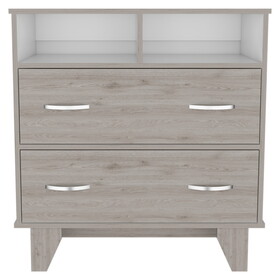 Double Drawer Dresser Arabi, Bedroom, Light Gray / White B092S00008