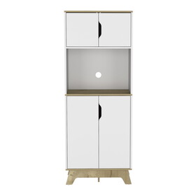 Microwave Tall Cabinet Wallas, Kitchen, Light Oak / White B092S00137