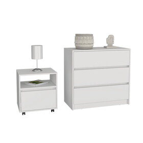 Milford 2 Piece Bedroom Set, Nightstand + Dresser, White B092S00187