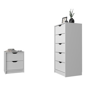 Raymer 2 Piece Bedroom Set, Nightstand + Dresser, White B092S00189