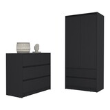 Lewes 2 Piece Bedroom Set, Dresser + Armoire, Black B092S00219