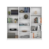 Chelton 3 Piece Living Room Set with 3 Bookcases, Matt Gray/ White B092S00228