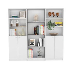 Emery 3 Piece Living Room Set with 3 Bookcases, White B092S00237