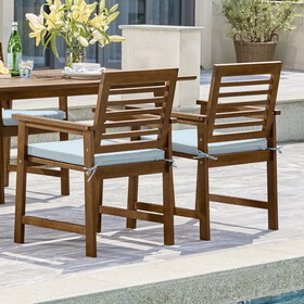 Set of 2 Orsola Brown Slatted Patio Wood Dining Armchair (no cushions included) B093121208