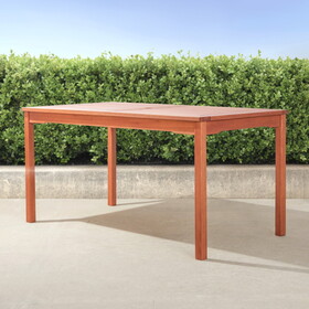 Caladesi Reddish Brown Rectangular Coastal Wood Patio Dining Table for 6 Seaters B093121230