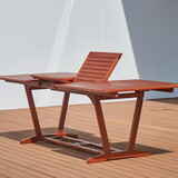 Carlton Reddish Brown Tropical Wood Patio Dining Table with Folding Extension B093121236