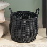 Lucius Round Resin Woven Wicker Basket with Handles - 13